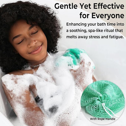 African Net Sponge Authentic -2 Pieces Exfoliating Scrubber for All Skin Types - Bath Washcloth Back Scrub for Shower - Body Exfoliator Sponge for Face & Body Care (Olive Green & Seawave)