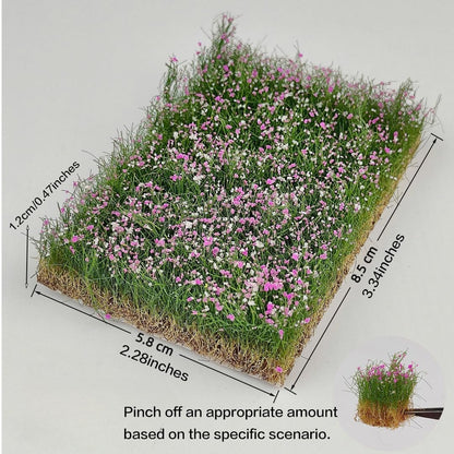 BraneGo Miniature Grass Tufts with Flowers, 4-Color Hand Torn Flower Clusters for Diorama, Model Train Scenery N & HO Scale, Wargaming Bases and Architectural Landscaping