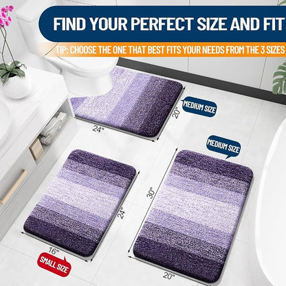 OLANLY Large Bathroom Rugs Mat 45x27, Extra Soft Absorbent Microfiber Bath Rugs, Rubber Backing, Quick Dry, Machine Washable Bath Mat for Bathroom Floor, Tub and Shower, Home Decor Accessories, Violet