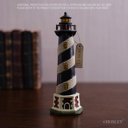 Hosley 8 Inch Resin Tabletop Lighthouse Blinking Light Decor - Ideal Coastal Beach Nautical Gift for Home, Farmhouse, Wedding, Teacher Appreciation