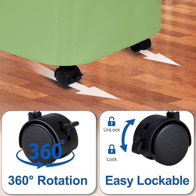 Slim Laundry Hamper with Lid and Wheels, Small Rolling Laundry Basket with