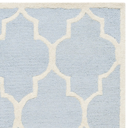 SAFAVIEH Cambridge Collection Runner Rug - 2'6" x 8', Light Blue & Ivory, Handmade Moroccan Trellis Wool, Ideal for High Traffic Areas in Living Room, Bedroom (CAM134A)
