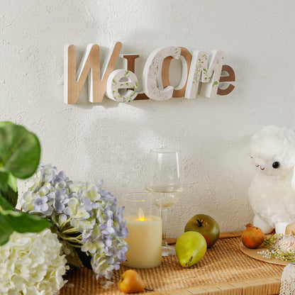 NIKKY HOME Wooden Welcome Sign, Table Signs Freestanding Words Sign Decorative Cutout Welcome Letters Sign for Home Entryway - Brown