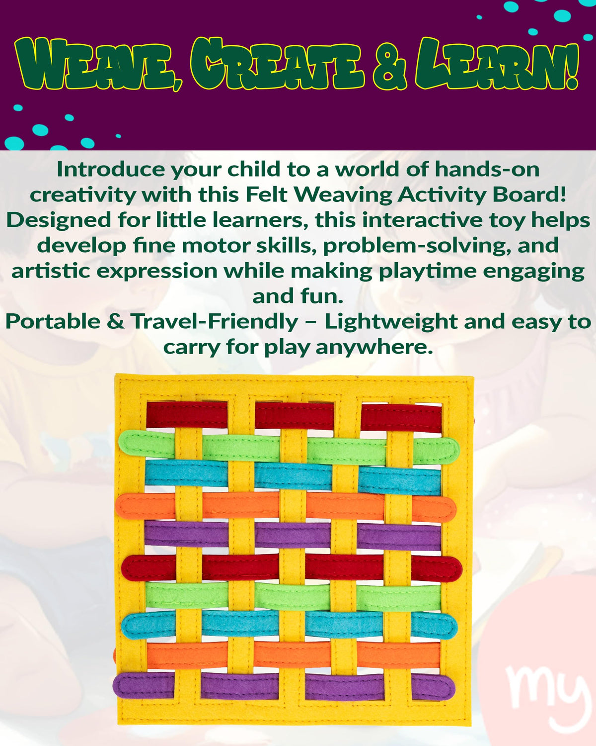 HappyVk Educational Felt Story Board Set – One Felt Board and 154 Pieces Storytelling Learning Kit for Toddlers and A Felt Activity Board Game with 10 Weaving Strips - Montessori Toys Activity Board