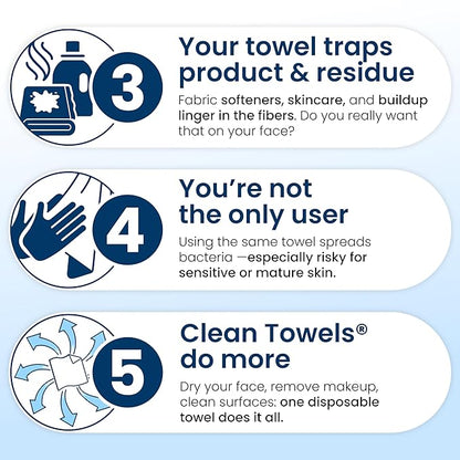 Clean Skin Club Clean Towels XL®, Travel Pack 100% USDA Biobased Disposable