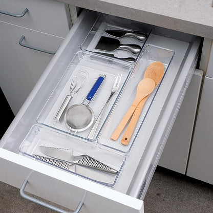 Oggi Clear Drawer Organizer | 3" X 12" | Pack of 2 | For Kitchen Drawers
