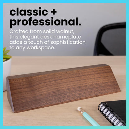 ExcelMark Blank Wood Desk Nameplate - 2"x 8"(Walnut)