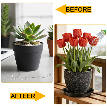 WYIPOLZI 6 Pack 12 Inch Plant Saucers Tray, Heavy Duty Plastic Plant Trays Drip Plates for Home & Garden Potted Plants, Water Trays Saucers for Pots Planter, Indoor Outdoor Use,Black