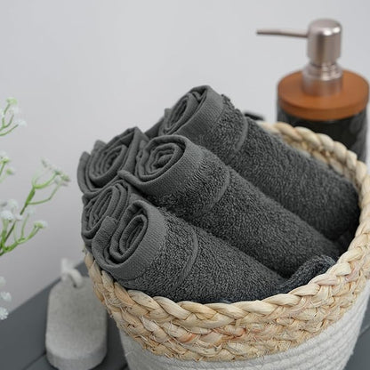 Tens Towels Pack of 24 Washcloths, 12 x 12 Inches, Lighter Weight, Quick to Dry