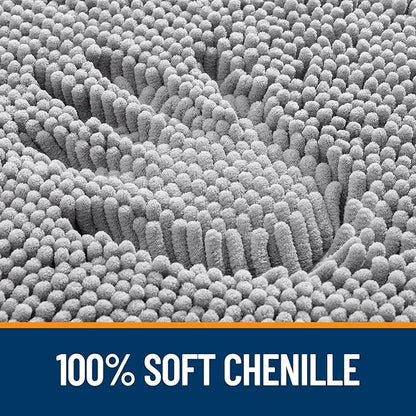 OLANLY Large Bathroom Rugs 40x32, Extra Soft Absorbent Chenille Bath Rugs, Rubber Backing Quick Dry, Machine Washable Bath Mats for Bathroom Floor, Tub and Shower, Home Decor Accessories, Grey
