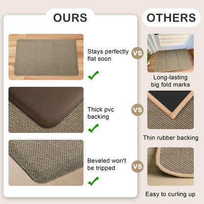 Tyrot Kitchen Mats 2PCS Cushioned Anti-Fatigue Kitchen Mats for Floor Non Slip Kitchen Rugs Absorbent Foam Comfort Standing Mat for Front of Sink, Office, Laundry(Grey/Green, 17.3"x28"+17.3"x47")