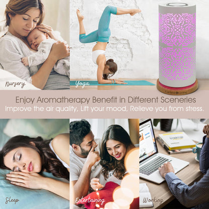 Earnest Living Essential Oil Diffuser White Ceramic Diffuser 100 ml Timers Night Lights and Auto Off Function Home Office Humidifier Aromatherapy Diffusers for Essential Oils