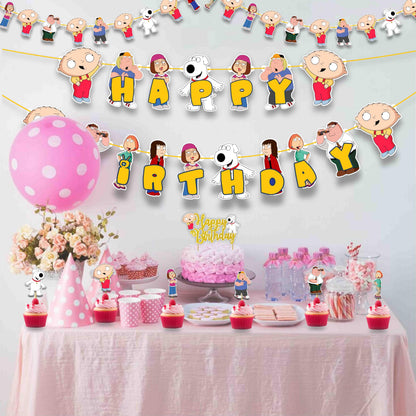 "Stewie Grifin Theme Birthday Party Supplies – Funny Cartoon Baby Character Decorations & Adults – Includes Party Banner, Cake Topper, Cupcake Toppers, & Table Décor for Birthday Celebrations"