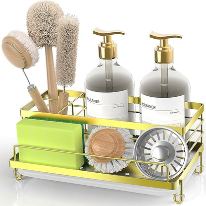 Cisily Kitchen Sink Caddy, 5.3 in Wide, 9.49 in Long, 4 Storage Spaces
