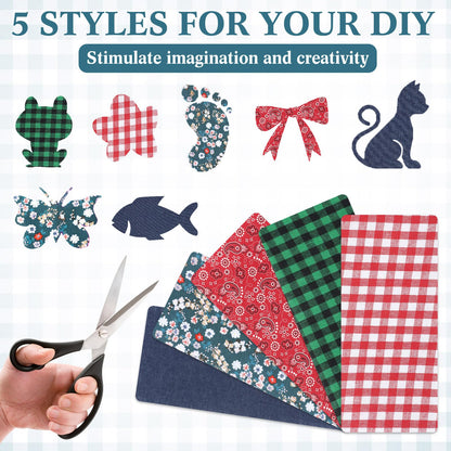 Syhood 15 Sheets Iron-on Patches Mending Fabric 4.92 x 11 Inch Iron on Clothes Patches on Repair Kit for Mending Fix Couch Pants Pockets Holes Knees Elbow(Cute)