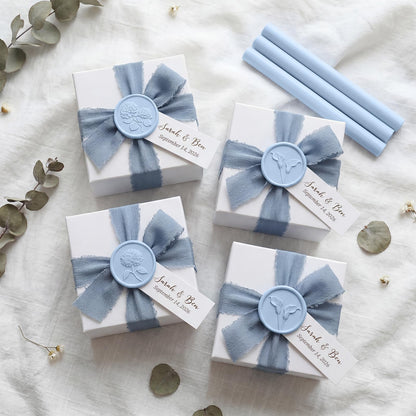 UNIQOOO Light Blue Glue Gun Sealing Wax Sticks for Wax Seal Stamp - Perfect for Wedding Invitations, Cards Envelopes, Snail Mails, Wine Packages, Christmas Gift Ideas, Pack of 16