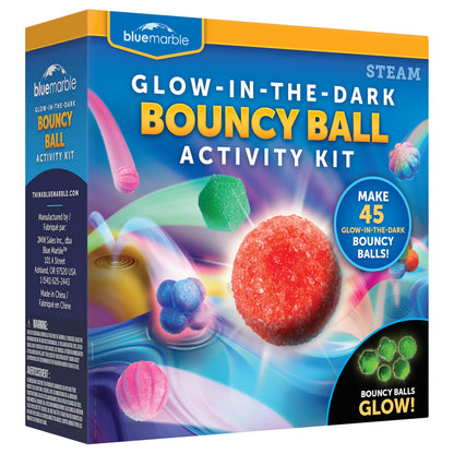Blue Marble Bouncy Ball Science Kit - Make Up to 45 Glow in The Dark Bouncy Balls for Kids with 6 Colors & 5 Mold Shapes, DIY STEM Projects, Science Kit, Kids Science Projects