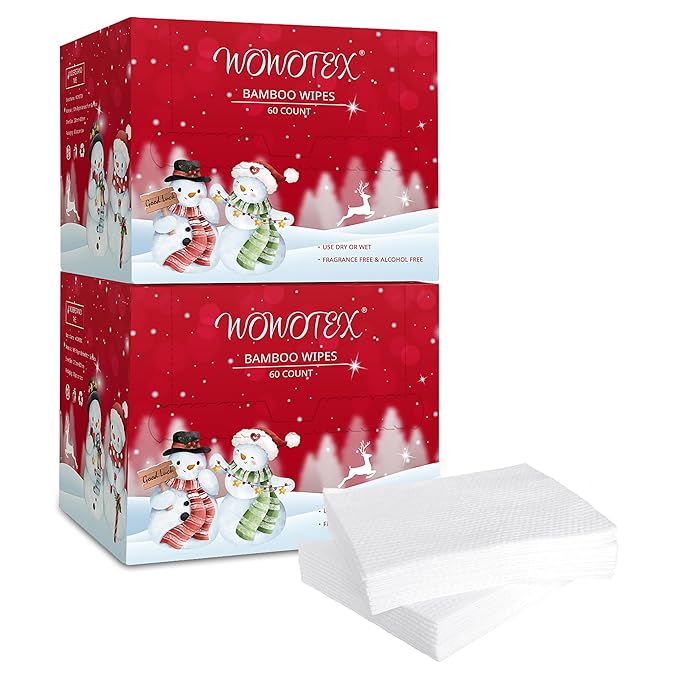Christmas Style WOWOTEX Disposable Face Towel Biodegradable Large Dry Face