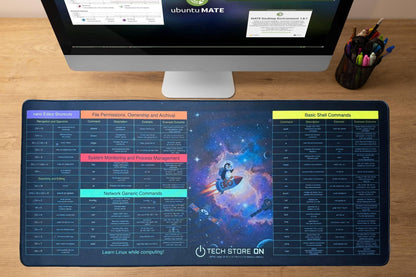 Linux Programmer Command XXL Mouse Pad – 900×400 mm Non-Slip Desk Mat with Essential Linux Commands & Examples for Coders, Sysadmins & IT Pros