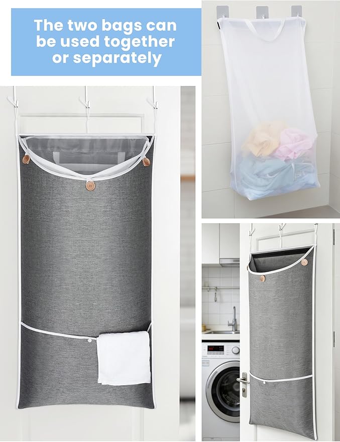 NiHome XXL Hanging Laundry Hamper Bag 39.4"x22.4"