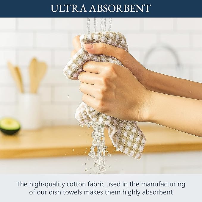 LANE LINEN Cotton Kitchen Towels Set, Quick-Drying, Premium Dish Towels