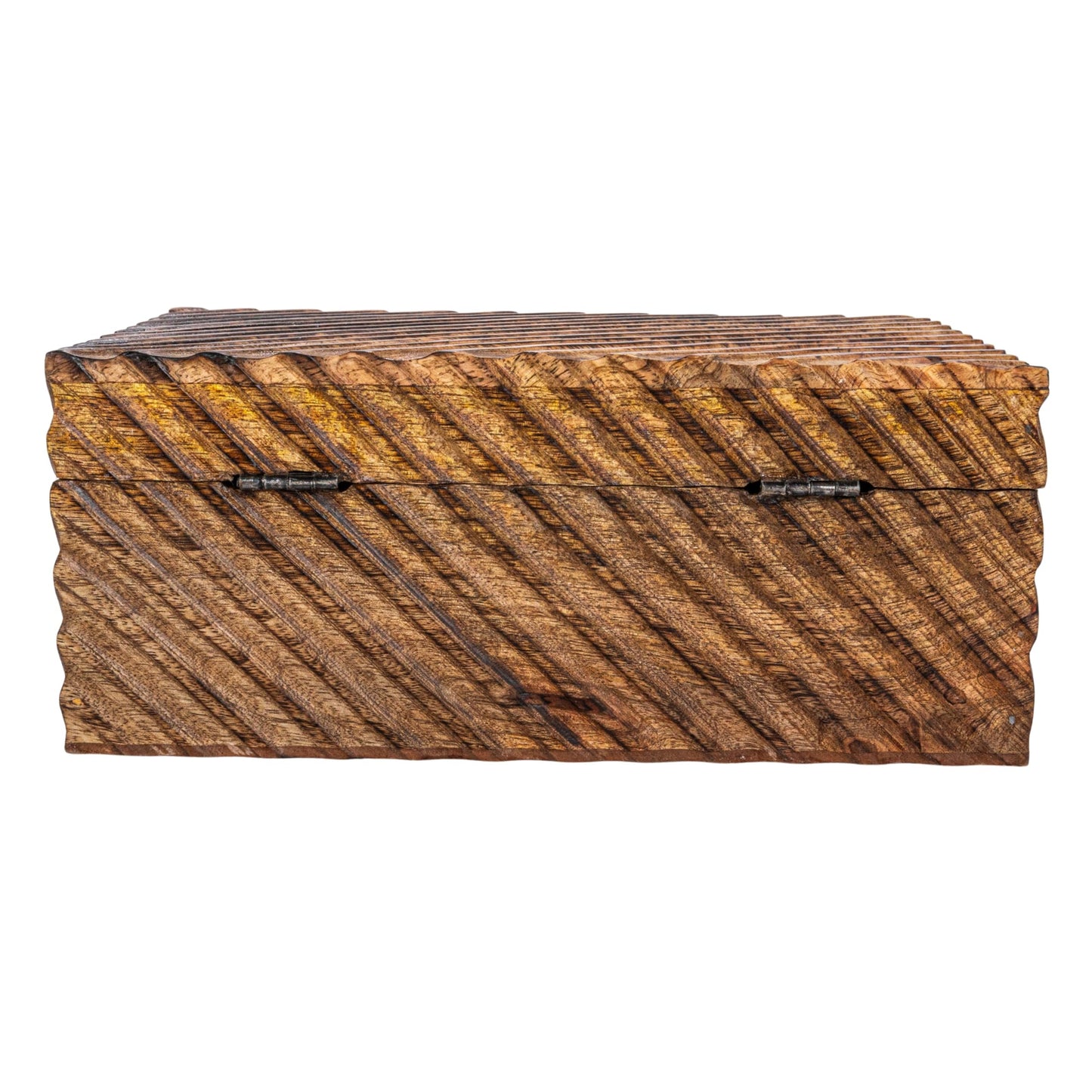 Creative Co-Op Hand-Carved Mango Wood Nesting Boxes with Burnt Finish, Grey, Set of 2