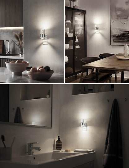 L LOHAS LED Night Light,Dimmable Night Lights Plug into Wall, 2 Pack Acrylic Nightlights with 0-100 LM Adjustable Brightness, 3000K Plug in Night Light with Dusk to Dawn Sensor, for Bathroom Hallway