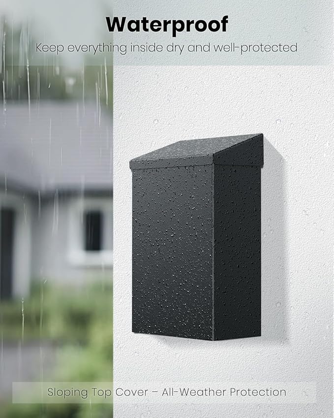Uniclife Mailboxes for Outside, Wall Mount Mailbox, Metal Mail Box, Mail Boxes for House Outside, Black Small Mailbox, Modern Drop Box for Outdoor Office Home, (No Locking Mechanism)