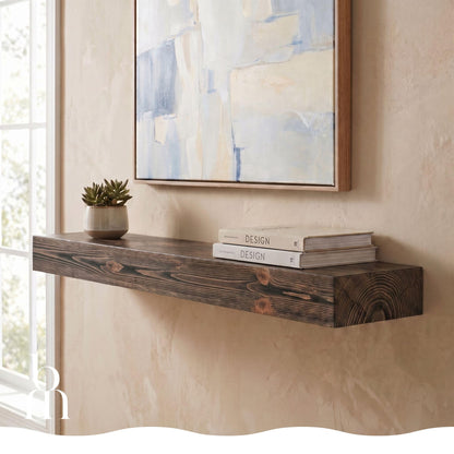 BoscoMondo Solid Wood Fireplace Mantel Shelf, Floating Mantle for Living Room, Farmhouse Rustic Wood Mantel, Easy Wall Mount with Heavy-Duty Metal Bracket (60", Walnut)