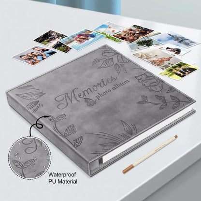Fintie Photo Album Self Adhesive for 3x5 4x6 5x7 6x8 8x10 Pictures, 60 Sticky Pages DIY Photo Album with A Metallic Pen, Scrapbook Book for Family Wedding Anniversary Pictures, Gray