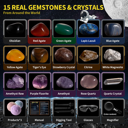 GobiDex Geodes Growing Science Kit & Gemstones Dig Kit, Science Kits for Kids Age 6-8-12, STEM Educational Science Toys Gift for Boys & Girls Age 6+