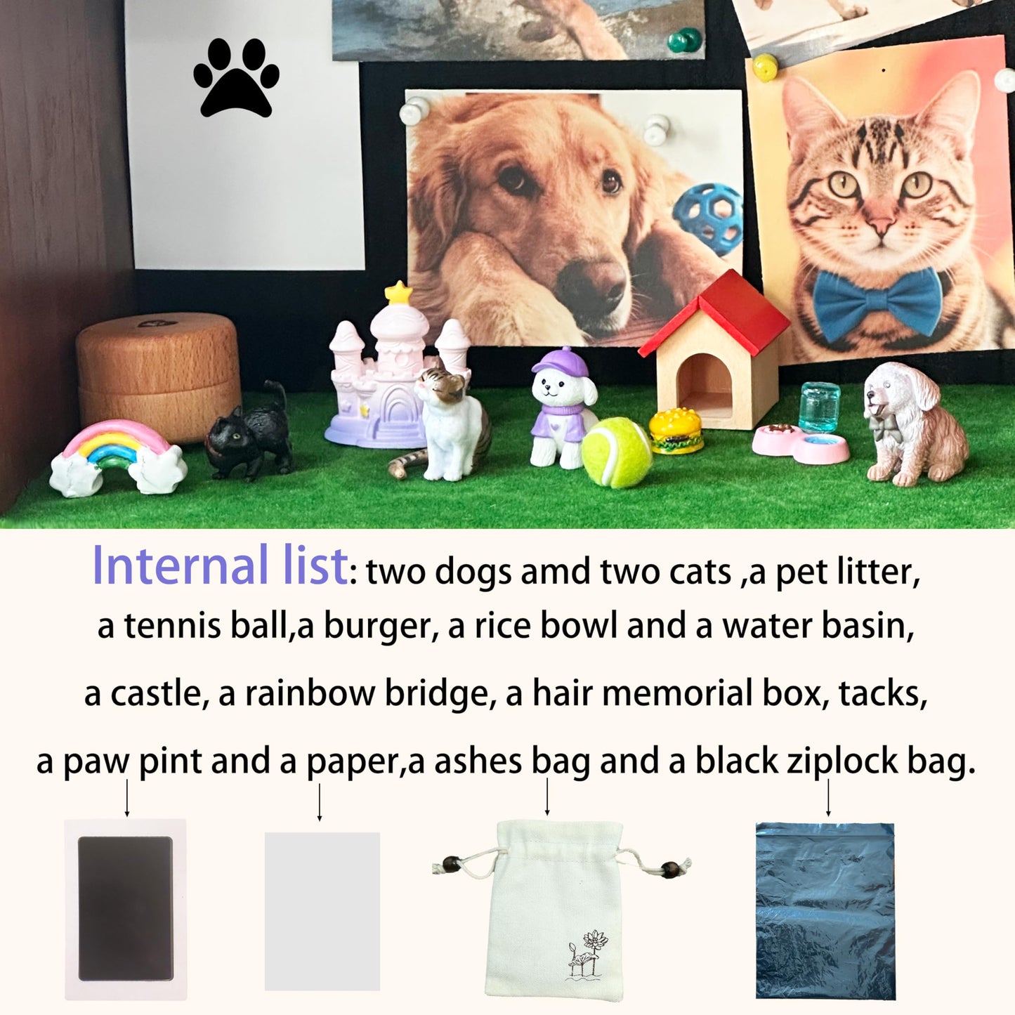 Handmade Pet Ashes Cabin Home, Pet Urn for Dogs,Cats,Birds,Rabbits,Shadow Box for Pet Urns，Dog urn,Cat Urn for Ashes,Memorial Gifts for Pet Loss. (Large)