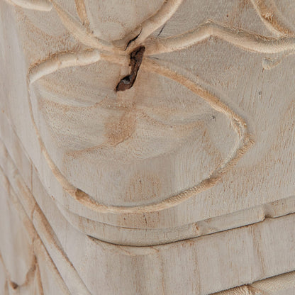 Creative Co-Op Decorative Paulownia Wood Pedestals with Carved Design, Set of 2 Styles, Natural