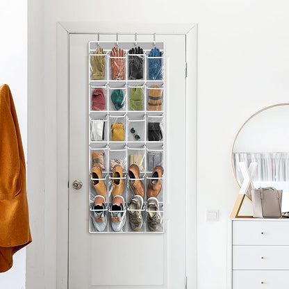 Simple Houseware 24 Pockets Large Clear Pockets Over The Door Hanging Shoe
