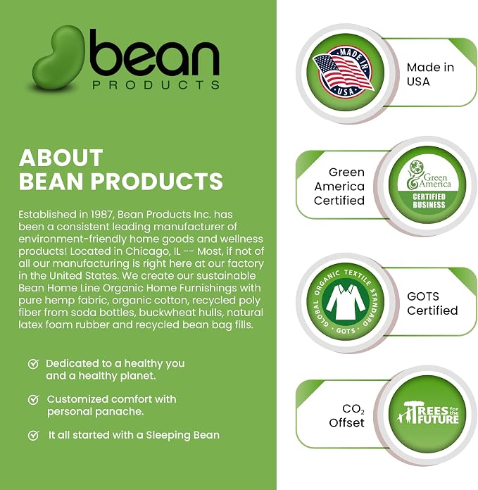 Large - 42 x 28 x 5 - Shadow Gray Premium Organic Hemp Dog Bed - CertiPUR Fill - Removeable Cover