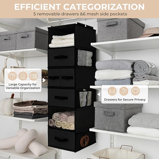 GRANNY SAYS Hanging Closet Organizer 6 Shelves, Closet Organization and Storage