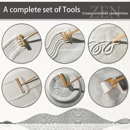SRAYW Zen Garden Kit for Desk Decor. 11x7.5'' Beautiful Japanese Mini Zen Garden Meditation Gifts Set for Home,Office Desk＆Meditation Room.6 Tools ＆ 18 Accessories. Zen Sand Tray Therapy