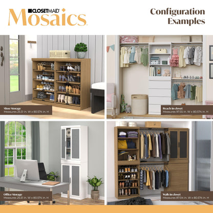 ClosetMaid Mosaics 3 Shelf Organizer, Stackable, Customizable Closet Organization System, Closet Storage Shelves, 25.5" W, Toasted Oak