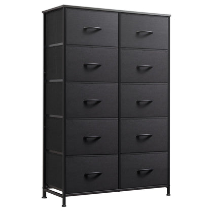 WLIVE Tall Dressers for Bedroom with 10 Drawers, Chest of Drawers, Dresser for Closet, Living Room, Hallway, Entryway, Black
