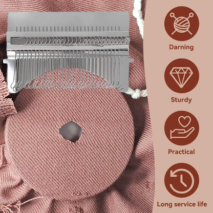 Small Weaving Loom, 28 Pins Darning Loom Mini Loom Machine Wooden Weaving Loom Kit Arts Darning Tool for Mending Jeans Socks Clothes
