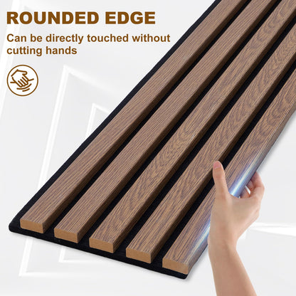 TREKATL AUTO Wood Slat Acoustic Panels, 4 Pack 94.5"x7.9" (21ft²) 3D Wall Panels, Modern Fluted Sound Absorbing Wall Panels for Interior Wall Decor,Office,Home,Theater,Studio,Walnut