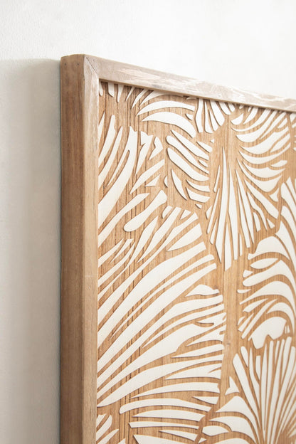 Kate and Laurel Sago Modern Decorative Wood Art Plaque; 23 x 33; White and Rustic Brown; Painted Wood Floral Wall Art with Dimensional Design for Living Room Decor