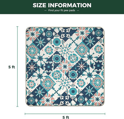 FXW Washable Pee Pads for Dogs, Puppy Pads with Super Absorbent, Specifically Designed for Rollick/Homeplus 24inch 8 Panels Dog Playpen, 63" Square, Tie-Dye Beige, 1 Pack