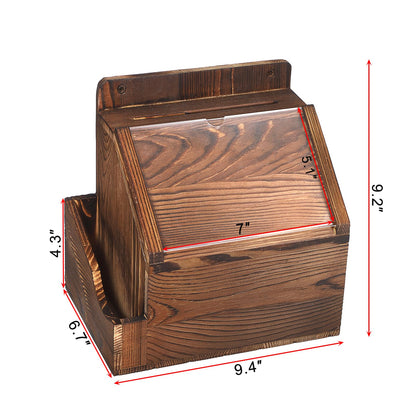 BTSKY Wood Suggestion Box With Lock Wall Mounted Donation Box with 5"x7" Acrylic Sign Slot Office Ballot Boxes with Side-Pocket Collection Boxes for Voting Locking Mailbox Suggestion Comment Box, Wood