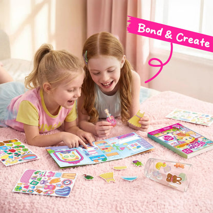 JOVA Klever Kits Reusable Sticker Book for Kids, My Dream Home 4 Play Scenes with 200+ Washable Stickers Plane Activity for Toddler Aged 3 4 5 6 7 8 Girls and Boys Birthday Gift