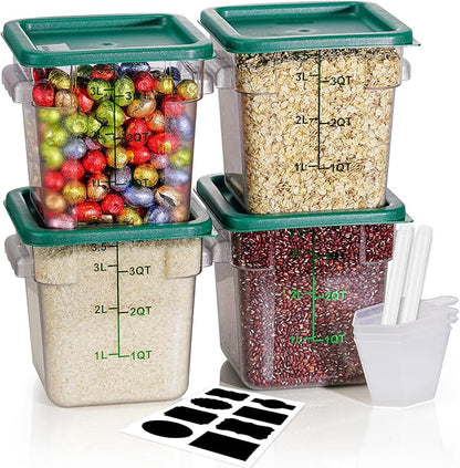 4QT NSF Food Storage Containers: 8 PCS Commercial Clear Food Storage Containers