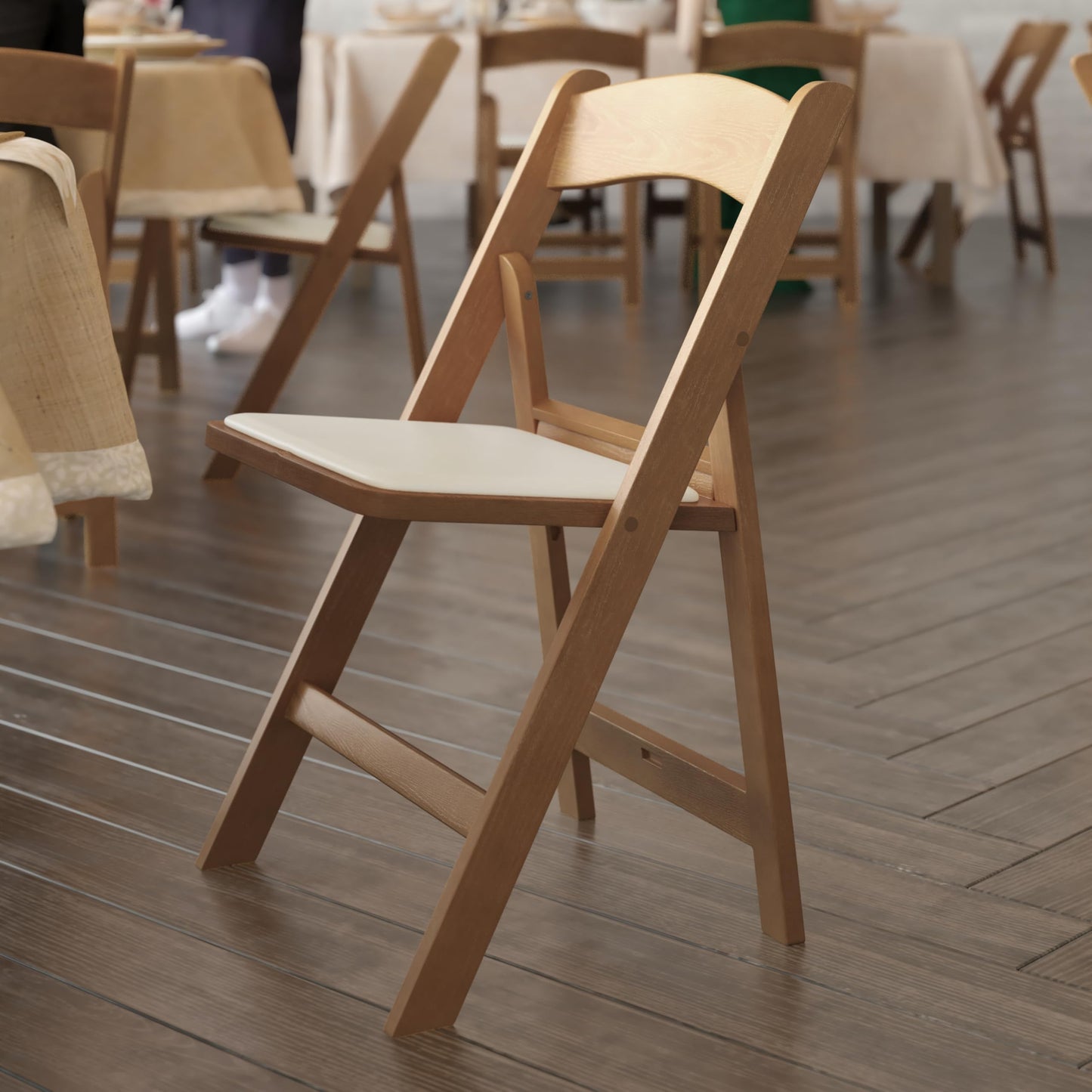 Flash Furniture Hercules Commercial Indoor/Outdoor Folding Event Chair, Wood Look, Weather-Resistant, Lightweight Design, Versatile Use, Set of 2, Chestnut
