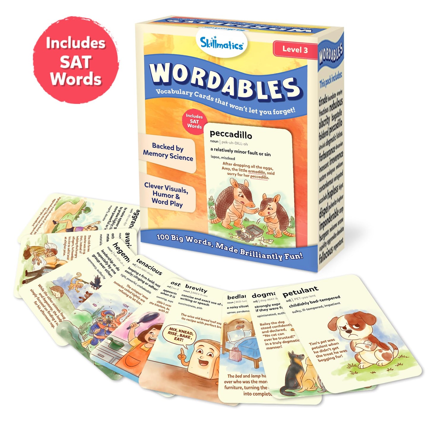 Skillmatics Vocabulary Flash Cards for SAT Prep – Learn 100 Words with Wordplay, Visuals & Soundplay, Study Aid & Educational Gift for Ages 12, 13, 14 & Up, Screen-Free Language Game