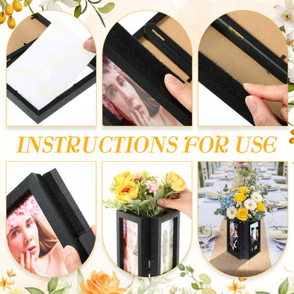 Jetec 8 Pcs Graduation Centerpieces for Tables 4 x 6 Inch Wooden Picture Box Centerpieces Triple Picture Frame Vertical Wood Folding Display Decoration Gift for 2026 Congrats Grad Party Wedding