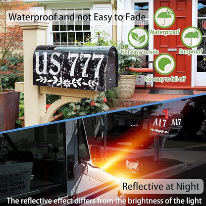 4" 132 Pieces Reflective Mailbox Numbers Letters Stickers for Outside,Self Adhesive Numbers Letters for Mailbox,White Waterproof Vinyl Numbers Letters Decal for Address Door House Cars Trash Bin Home